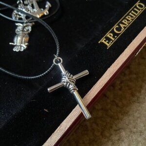 Cross Rope - Silver Necklace